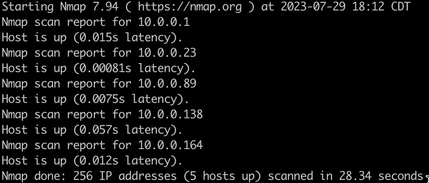 Nmap Terminal Scan